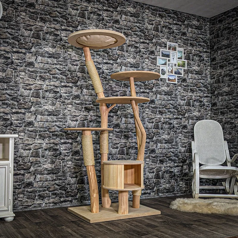 Naturkratzbaum 3932 Kratzbaum Natur Holz Design 175 cm hoch Katzenbaum