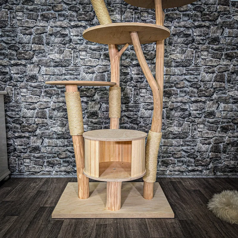 Naturkratzbaum 3932 Kratzbaum Natur Holz Design 175 cm hoch Katzenbaum