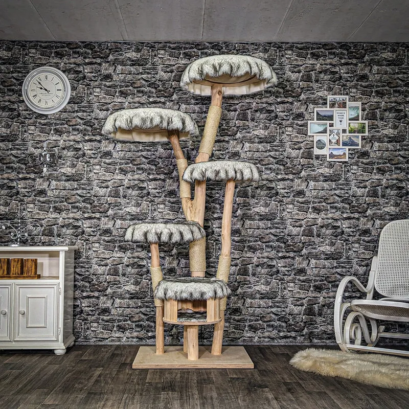 Naturkratzbaum 3931 Kratzbaum Natur Holz Design 207 cm hoch Katzenbaum
