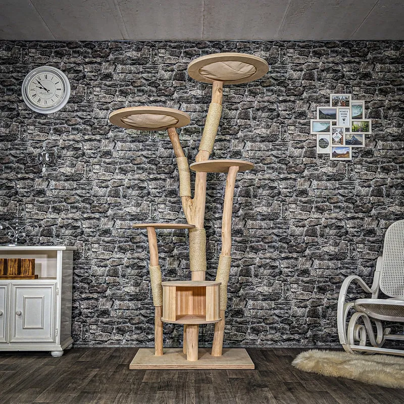 Naturkratzbaum 3931 Kratzbaum Natur Holz Design 207 cm hoch Katzenbaum