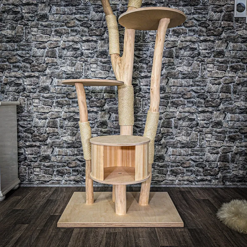 Naturkratzbaum 3931 Kratzbaum Natur Holz Design 207 cm hoch Katzenbaum