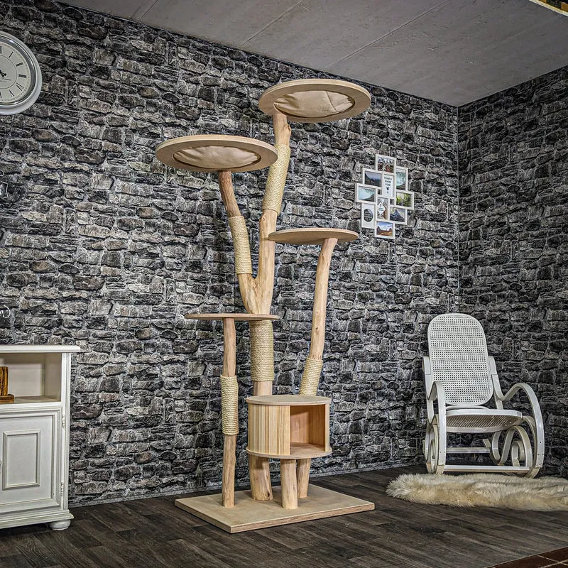 Naturkratzbaum 3931 Kratzbaum Natur Holz Design 207 cm hoch Katzenbaum