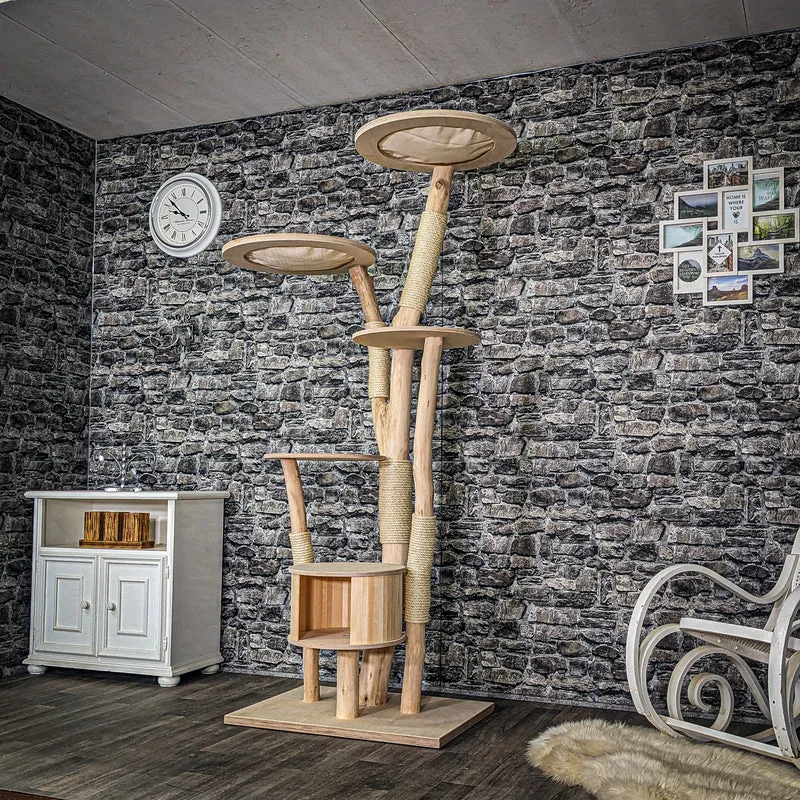 Naturkratzbaum 3931 Kratzbaum Natur Holz Design 207 cm hoch Katzenbaum