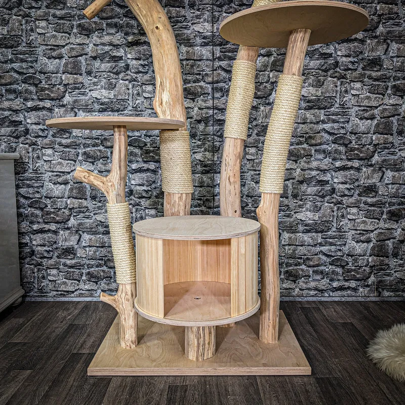 Naturkratzbaum 3930 Kratzbaum Natur Holz Design 187 cm hoch Katzenbaum