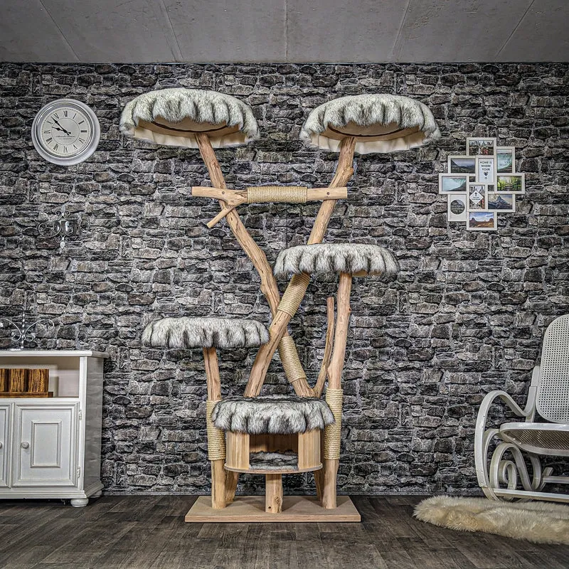 Naturkratzbaum 3924 Kratzbaum Natur Holz Design 195 cm hoch Katzenbaum