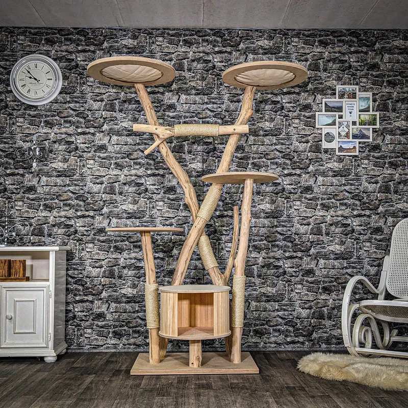 Naturkratzbaum 3924 Kratzbaum Natur Holz Design 195 cm hoch Katzenbaum