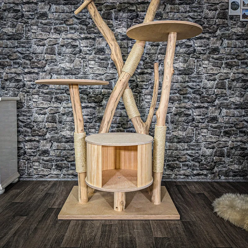 Naturkratzbaum 3924 Kratzbaum Natur Holz Design 195 cm hoch Katzenbaum