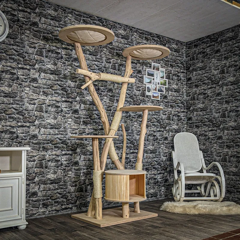 Naturkratzbaum 3924 Kratzbaum Natur Holz Design 195 cm hoch Katzenbaum
