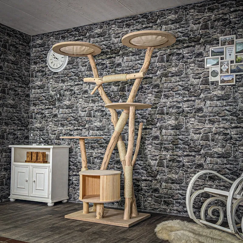 Naturkratzbaum 3924 Kratzbaum Natur Holz Design 195 cm hoch Katzenbaum