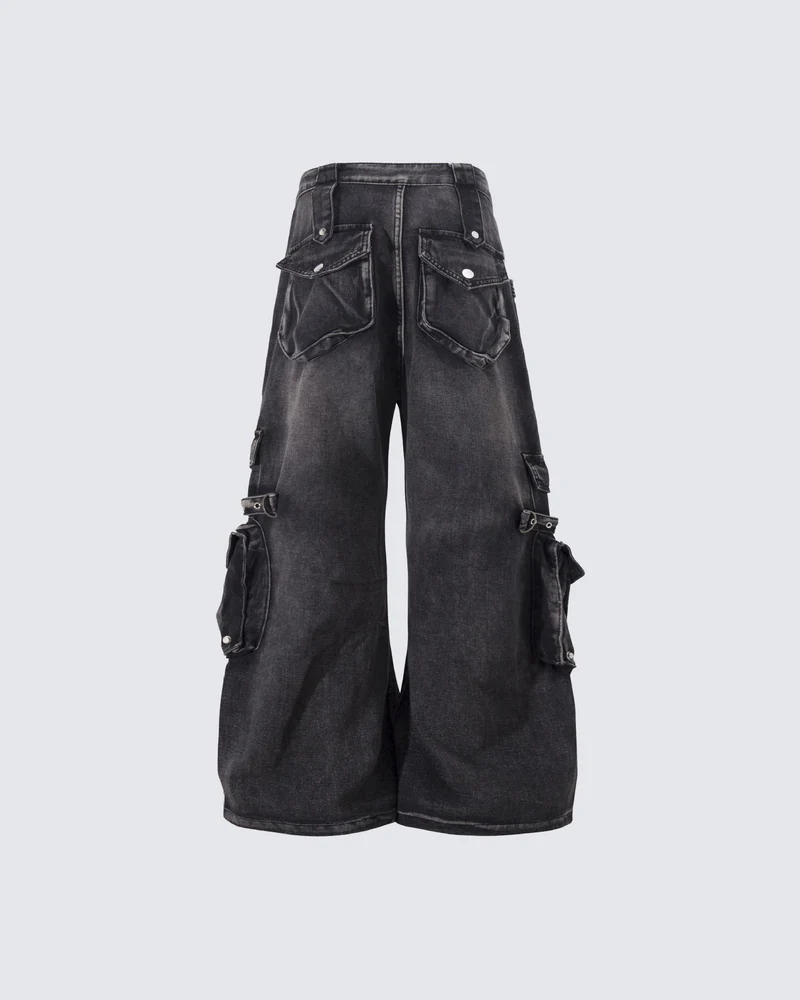 Vintage Streetwear Cargo Flared Jeans