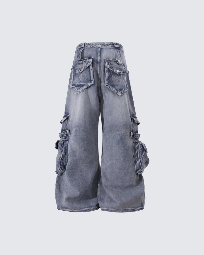 Vintage Streetwear Cargo Flared Jeans