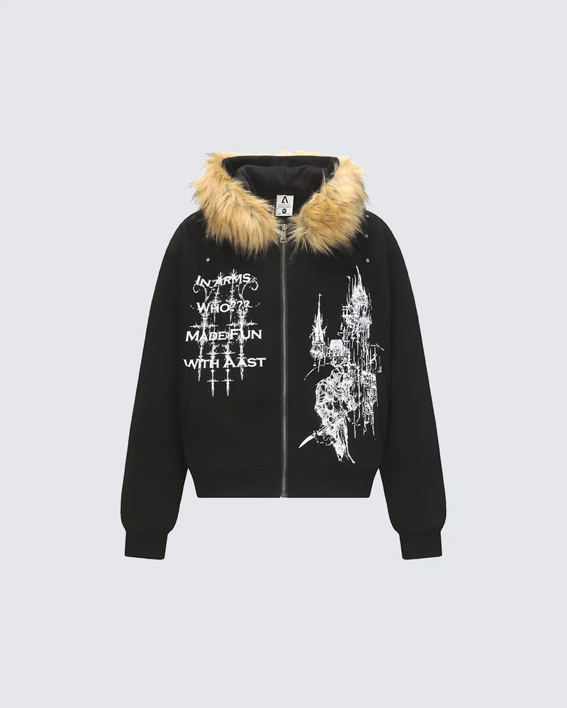 American Street Style Printed Hoodie Jacket