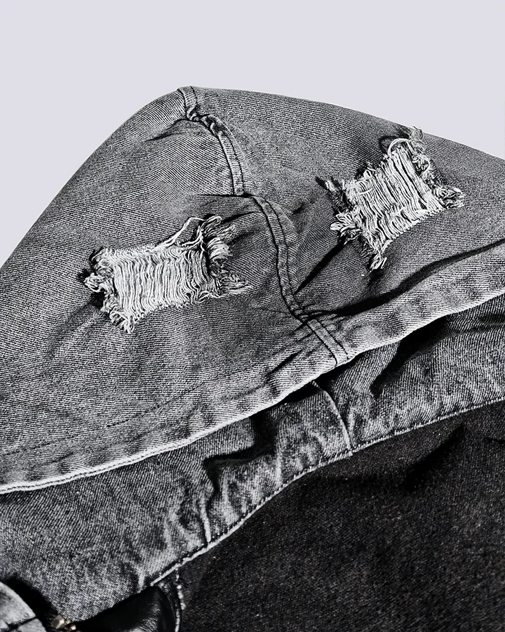 Deconstructed Layered Distressed Leather Jacket