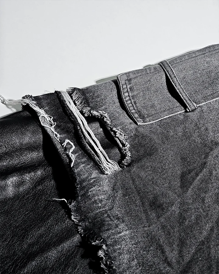 Deconstructed Layered Distressed Leather Jacket