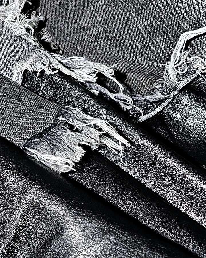 Deconstructed Layered Distressed Leather Jacket