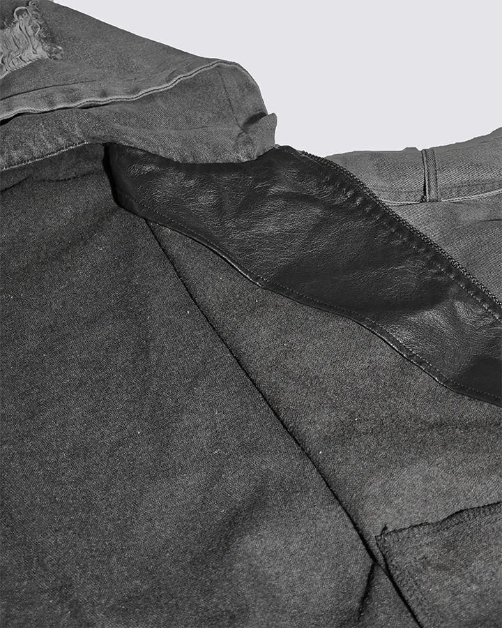 Deconstructed Layered Distressed Leather Jacket