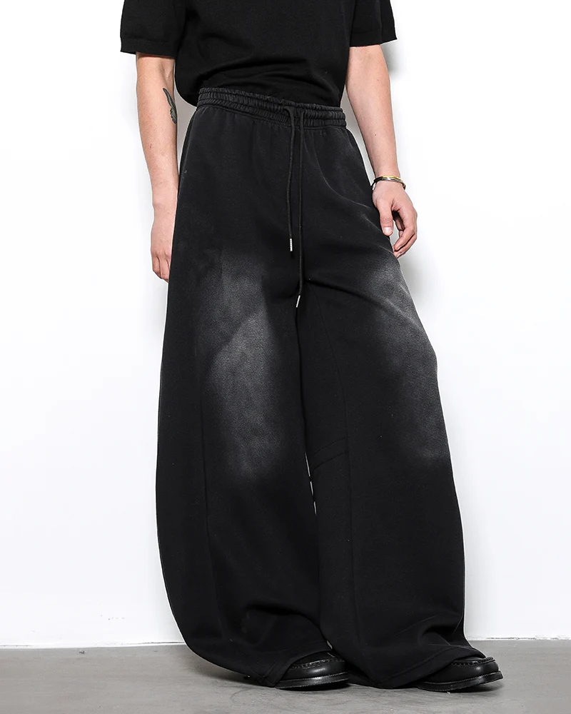 Vintage Loose Fit Distressed Wide-Leg Scimitar Sweatpants