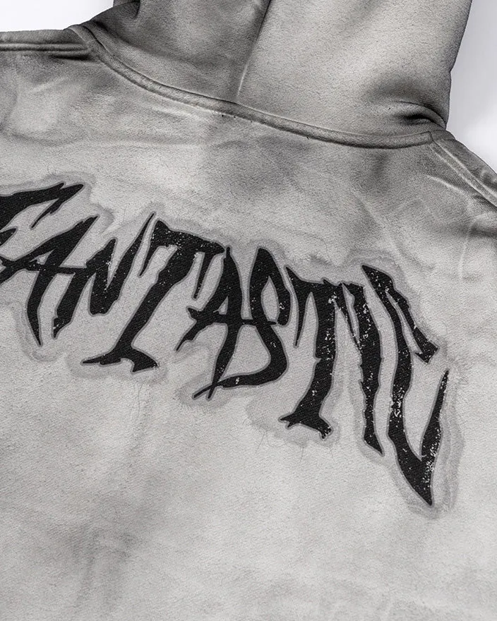 Washed Distressed Dirty Effect Pullover Hoodie