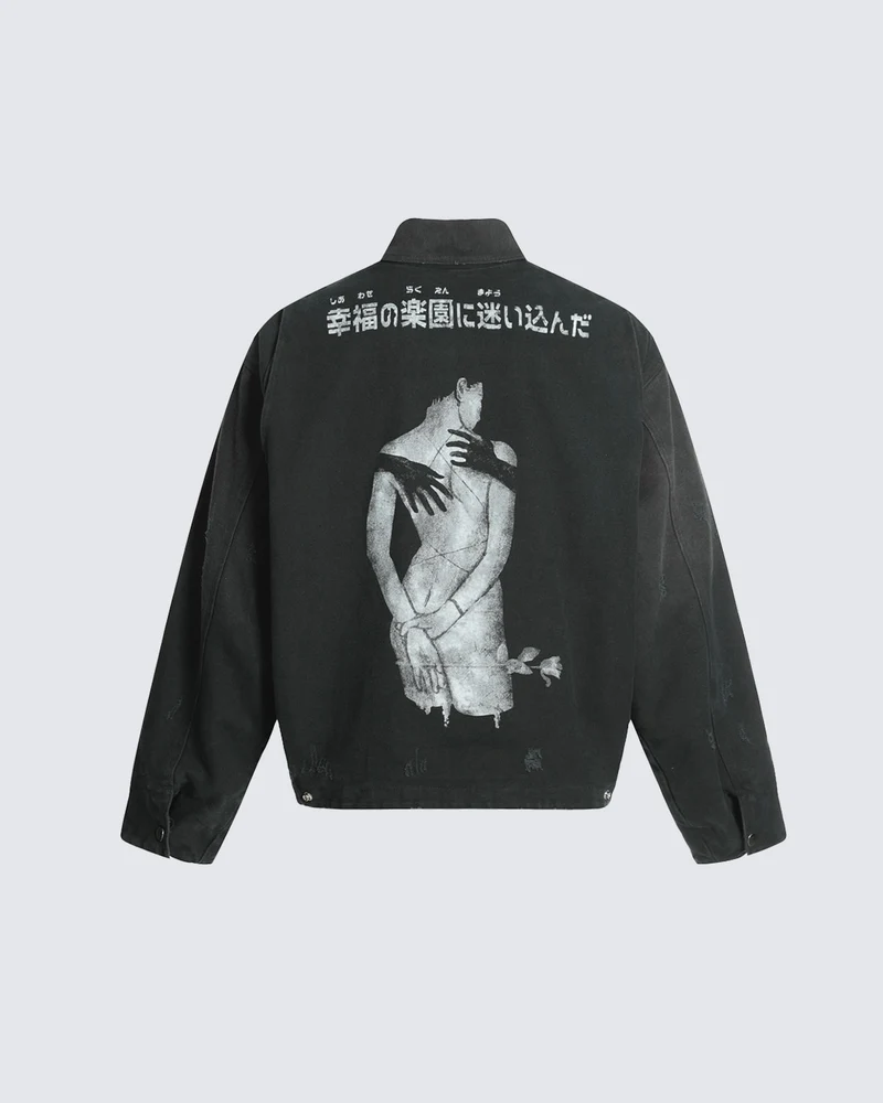 Vintage Punk Street Cargo Denim Jacket