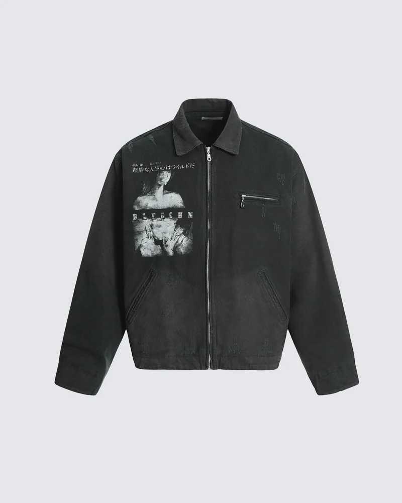 Vintage Punk Street Cargo Denim Jacket