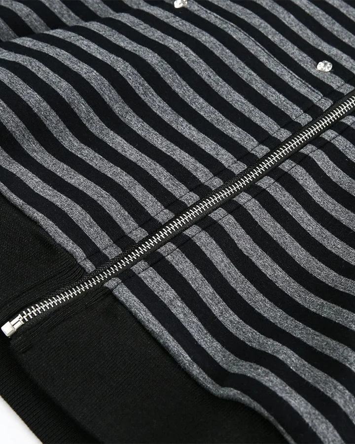 Striped Faux Fur Hooded Jacket