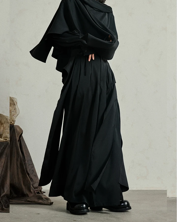 Avant-Garde Wide-Leg High Waist Trousers