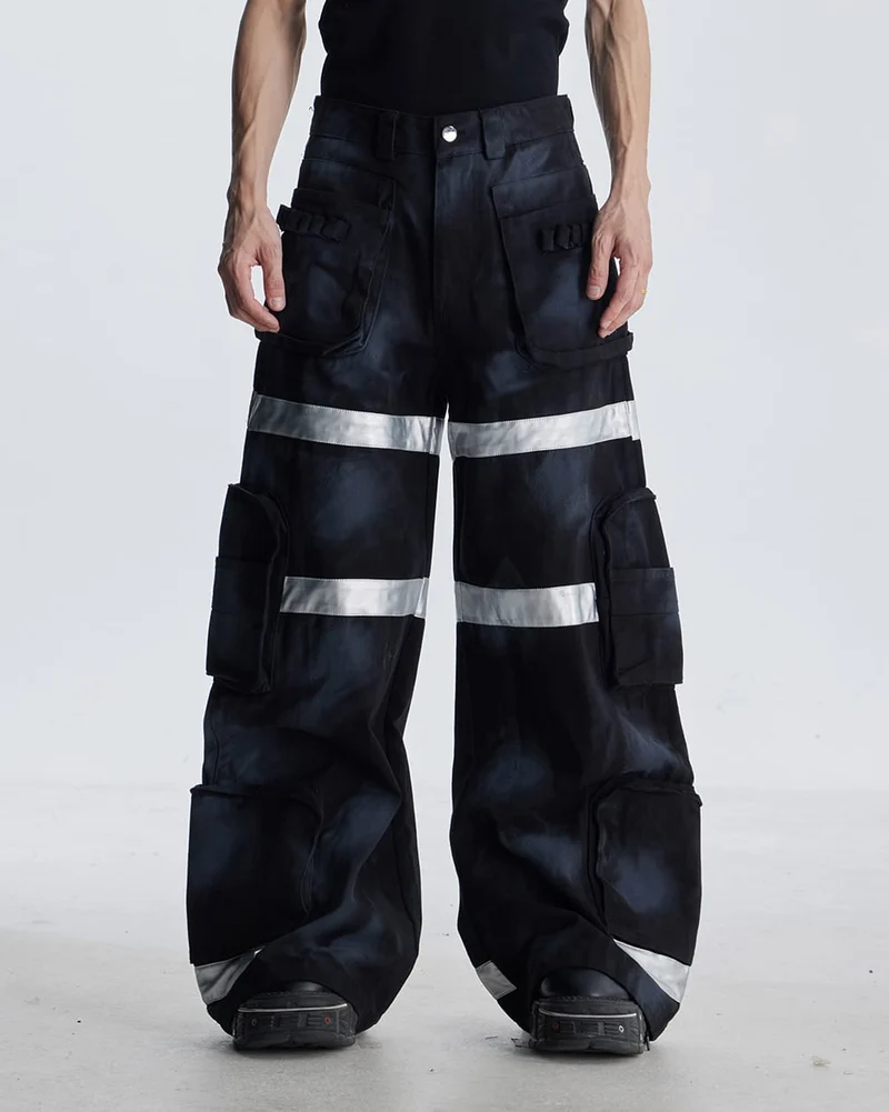 Reflective Distressed Denim Pants