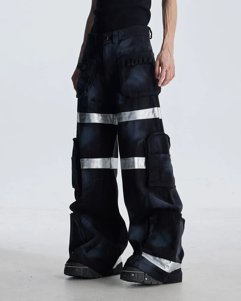 Reflective Distressed Denim Pants