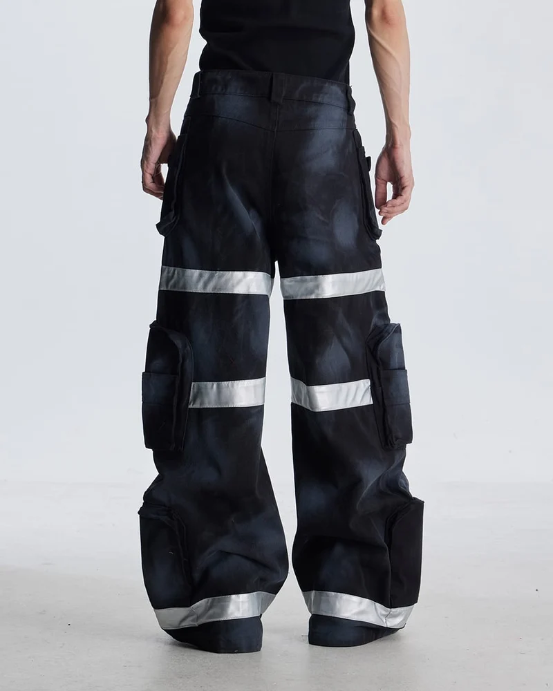 Reflective Distressed Denim Pants
