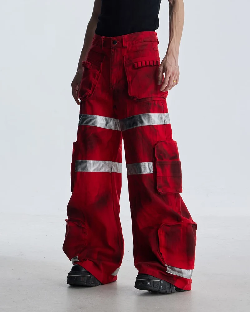 Reflective Distressed Denim Pants