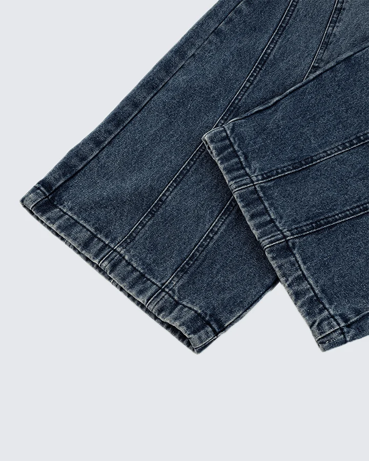 Leather Patch Pocket with Studded Detail Denim Pants
