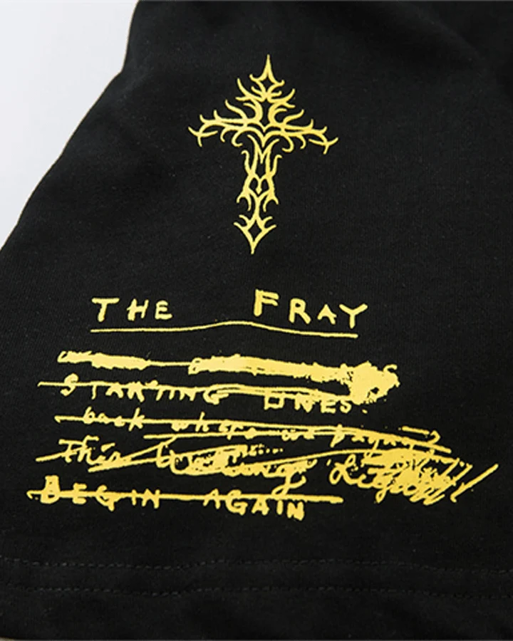 Layered Sleeve Grunge Graphic Long Sleeve T-Shirt