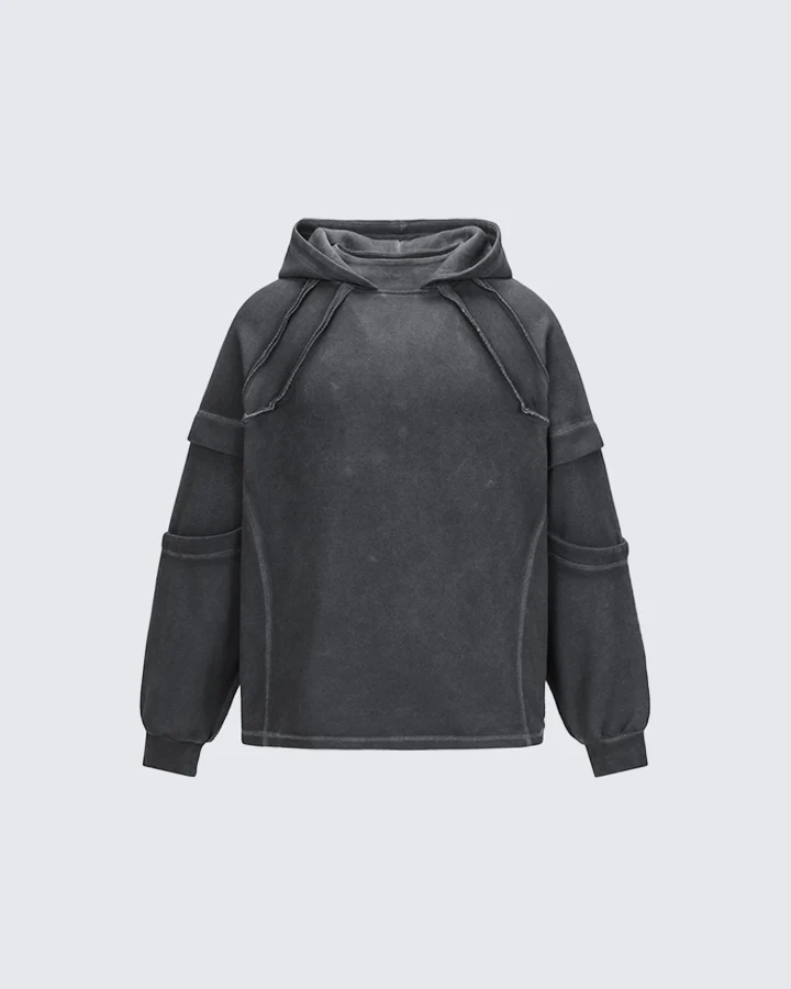 Washed Stitch Detail Oversized Hoodie