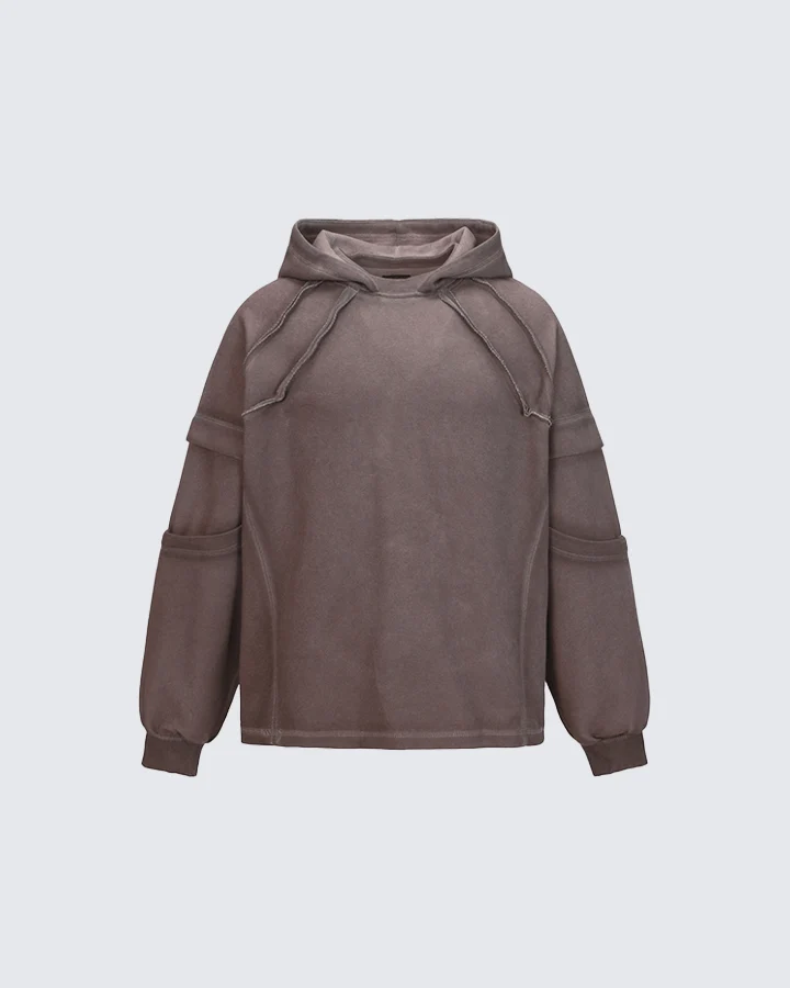 Washed Stitch Detail Oversized Hoodie