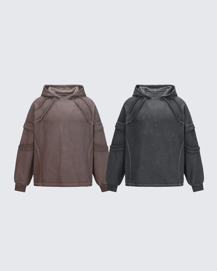 Washed Stitch Detail Oversized Hoodie