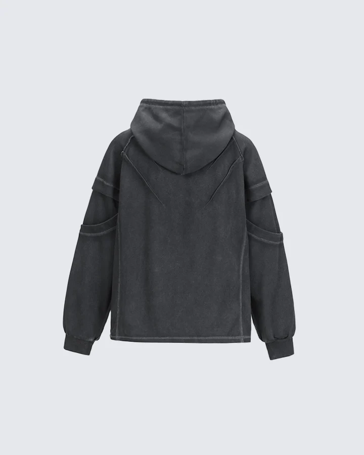 Washed Stitch Detail Oversized Hoodie