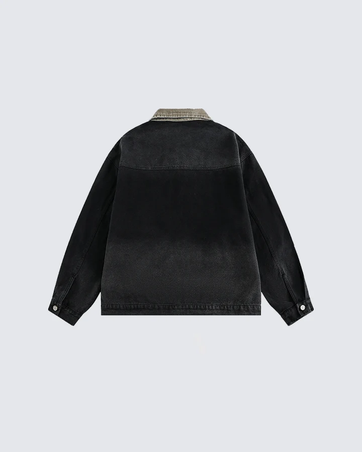 Angel Graphic Embroidered Vintage Washed Jacket
