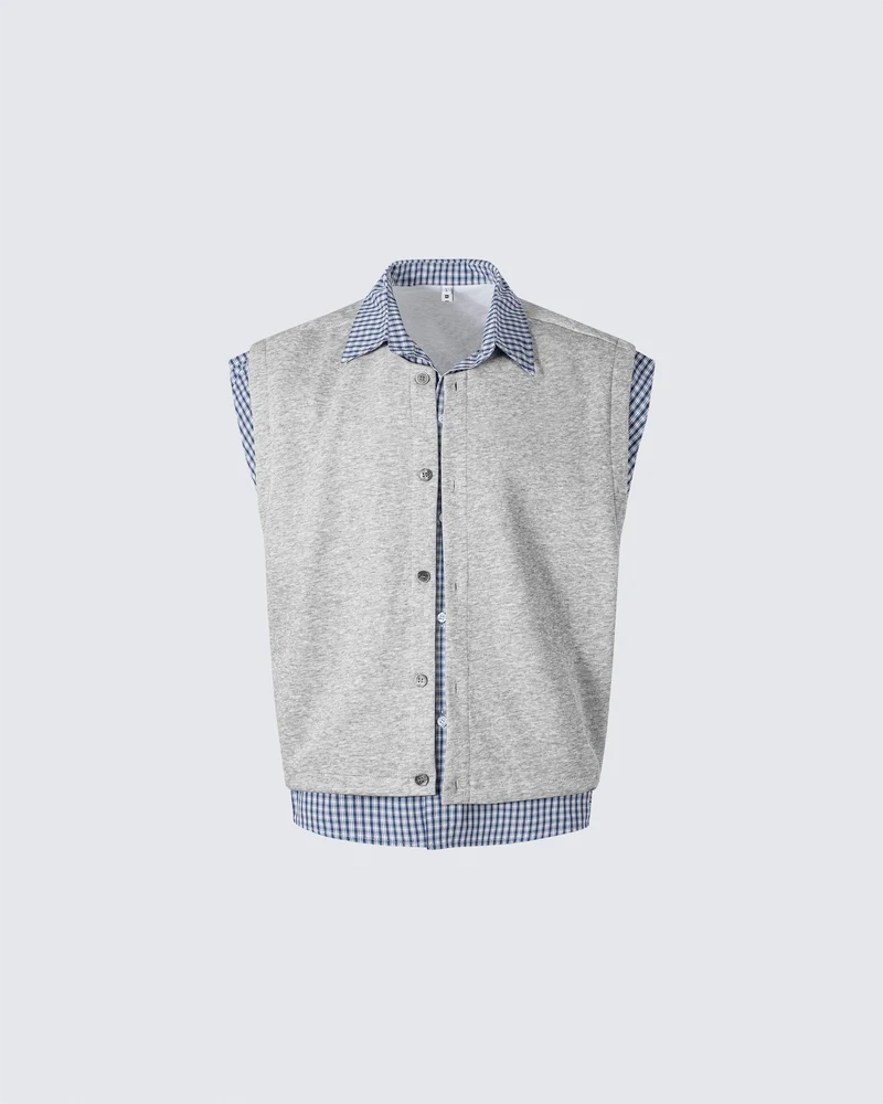 Layered Patchwork Vest Shirt