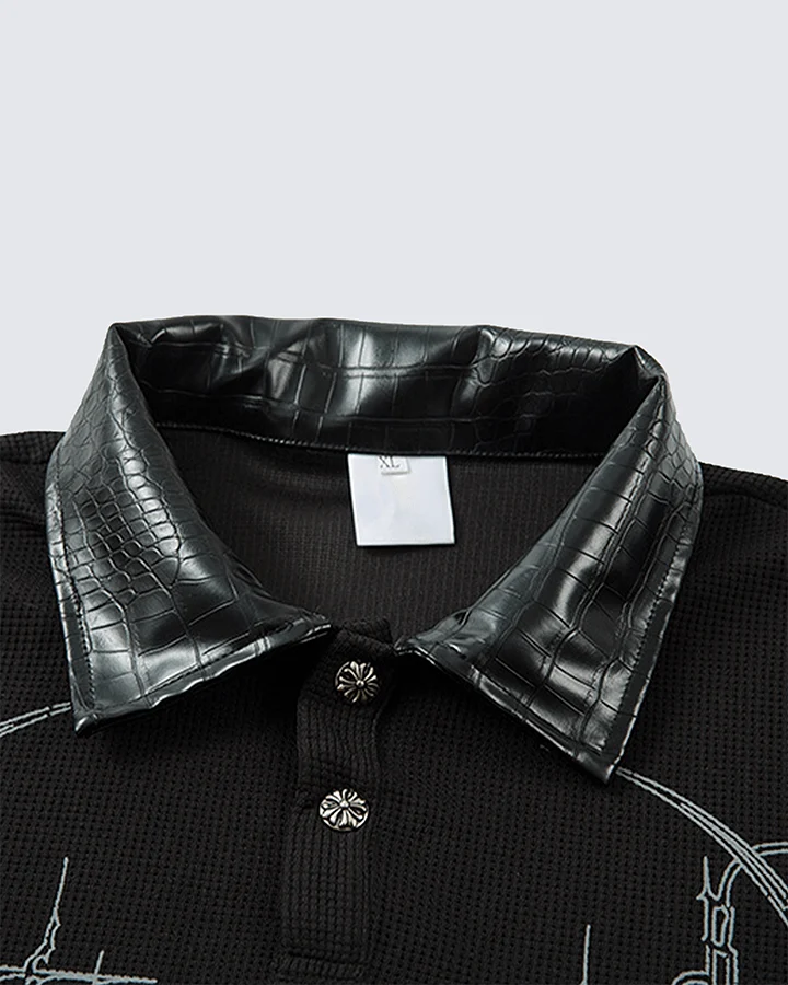 Gothic Double Sleeve Polo with Barbed Quote Print