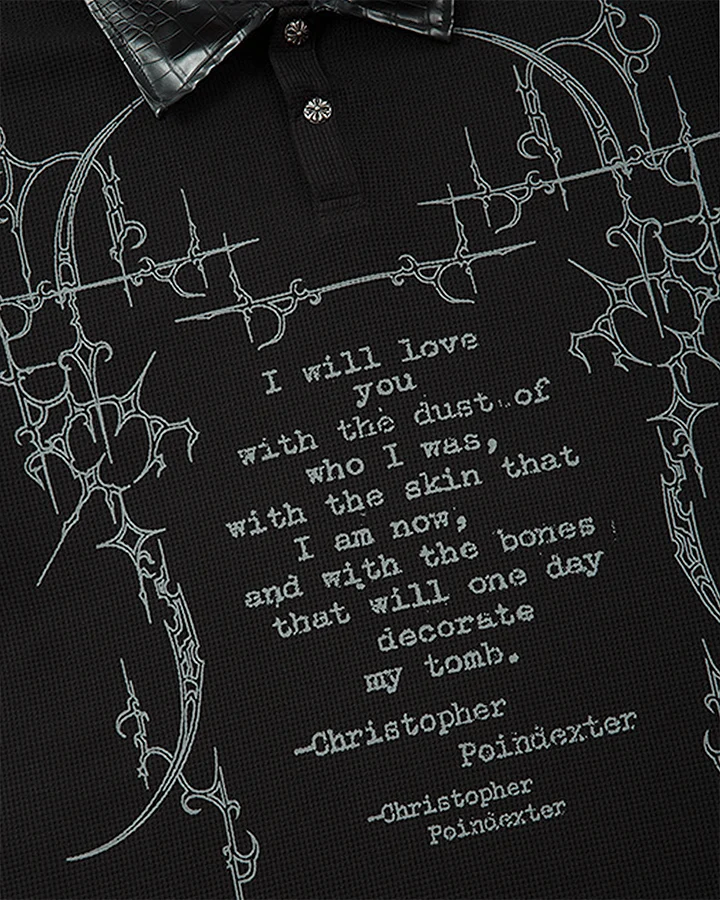 Gothic Double Sleeve Polo with Barbed Quote Print
