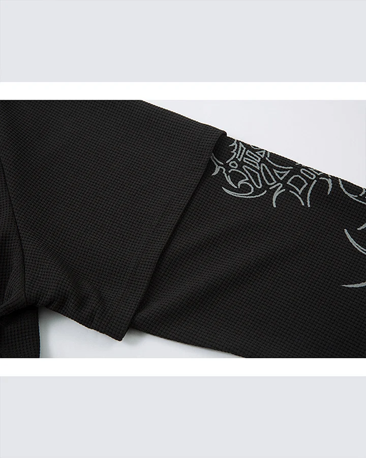 Gothic Double Sleeve Polo with Barbed Quote Print