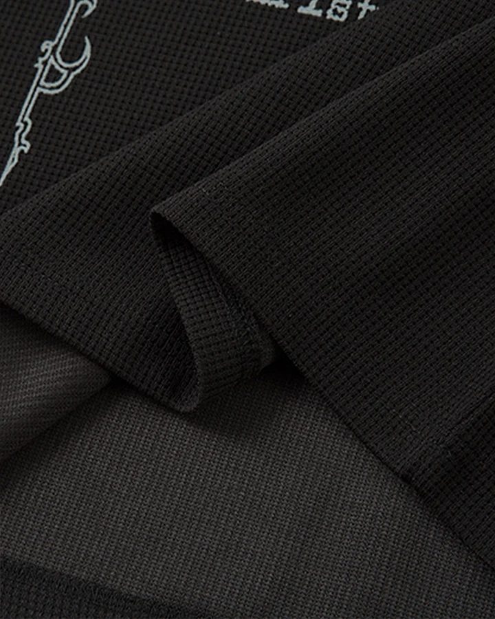 Gothic Double Sleeve Polo with Barbed Quote Print
