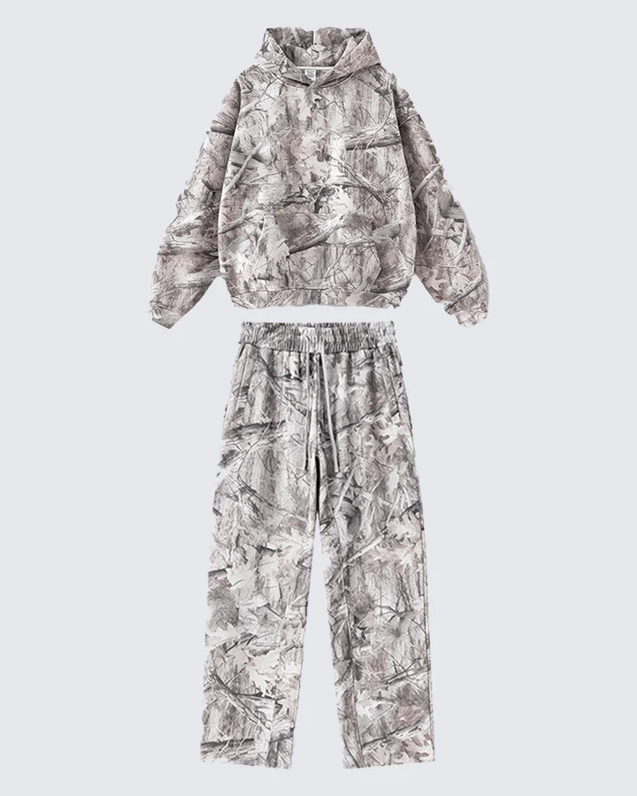 Heavyweight Fleece Camo Hoodie Cotton Blend