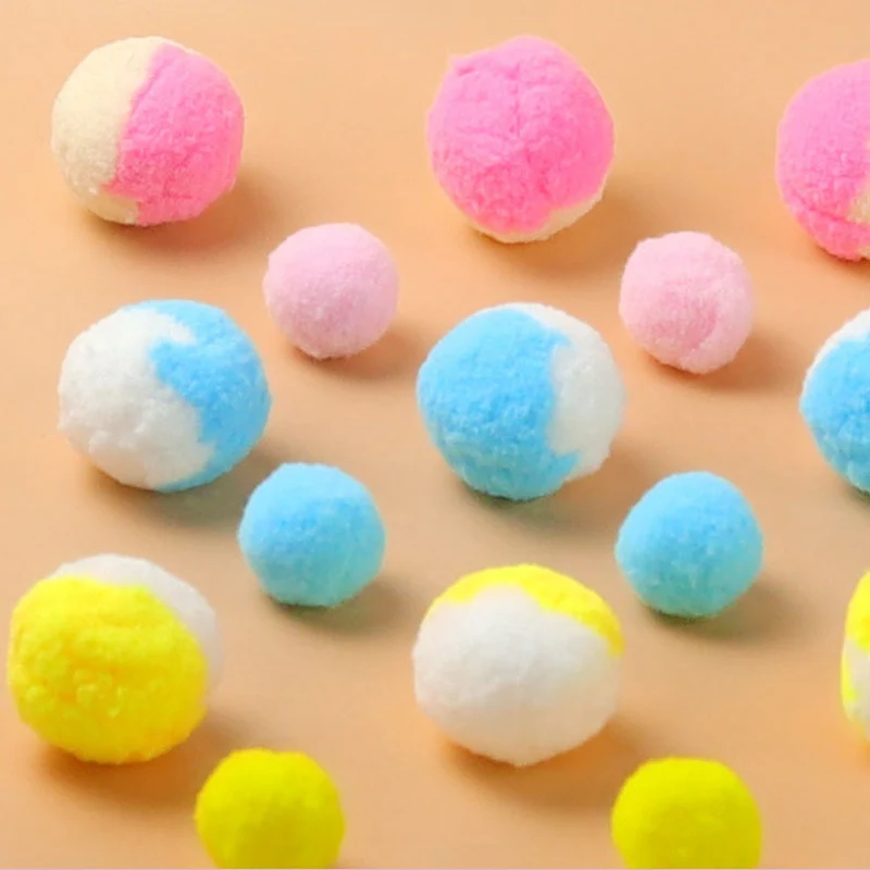 Katzen Spielzeug, Bunte Katzenball aus Polyester-Faser, Selbstspielendes & Lustiges Katzenspielzeug in Blau, Gelb und Rosa