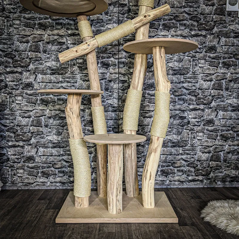 Naturkratzbaum 3866 Kratzbaum Natur Holz Design 170 cm hoch Katzenbaum