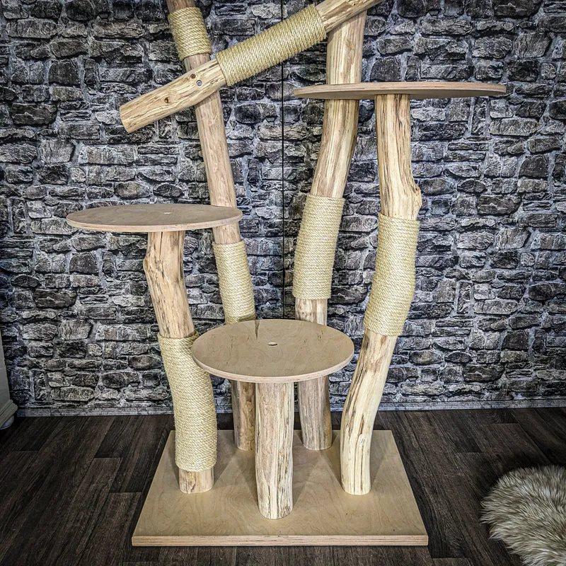 Naturkratzbaum 3866 Kratzbaum Natur Holz Design 170 cm hoch Katzenbaum