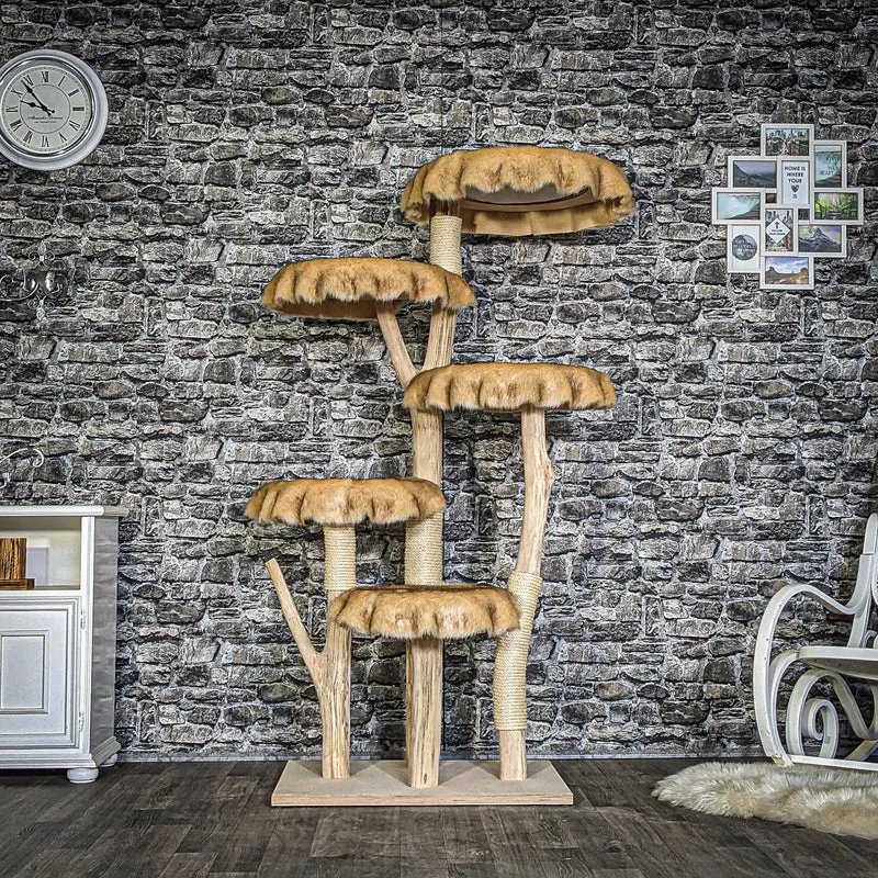 Naturkratzbaum 3864 Kratzbaum Natur Holz Design 173 cm hoch Katzenbaum