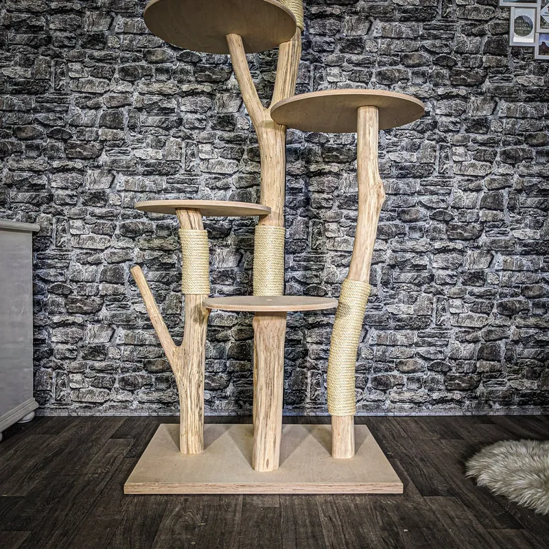 Naturkratzbaum 3864 Kratzbaum Natur Holz Design 173 cm hoch Katzenbaum
