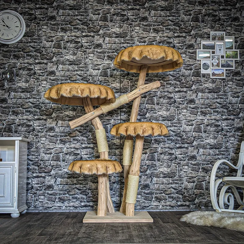 Naturkratzbaum 3850 Kratzbaum Natur Holz Design 160 cm hoch Katzenbaum