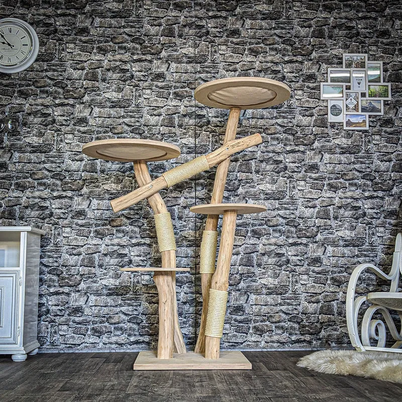 Naturkratzbaum 3850 Kratzbaum Natur Holz Design 160 cm hoch Katzenbaum